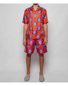 Gucci | Men | Psychedelic Logo Swim Trunks | Orange x Electric Blue