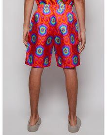 Gucci | Men | Psychedelic Logo Swim Trunks | Orange x Electric Blue