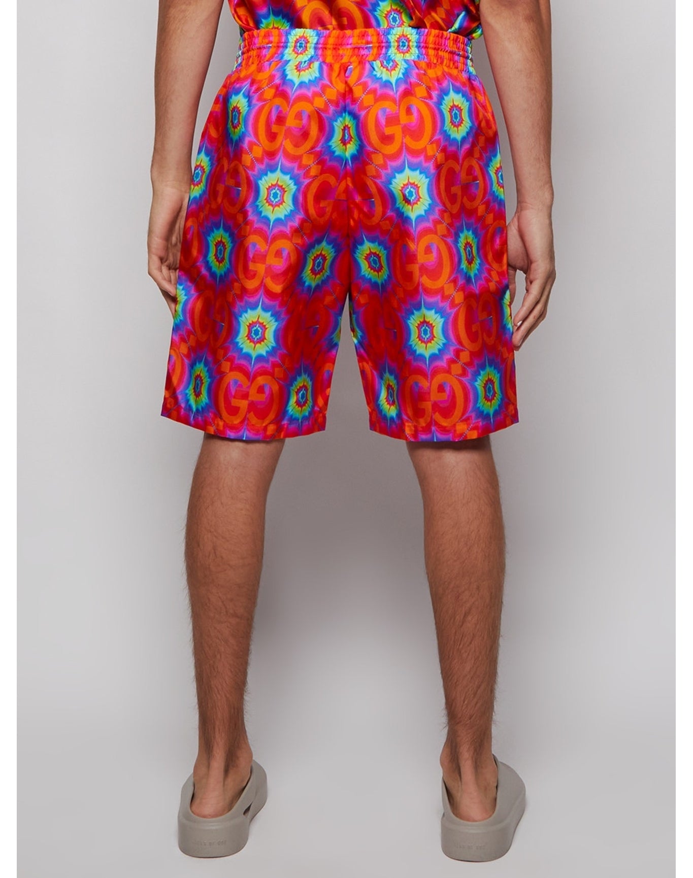 Gucci | Men | Psychedelic Logo Swim Trunks | Orange x Electric Blue