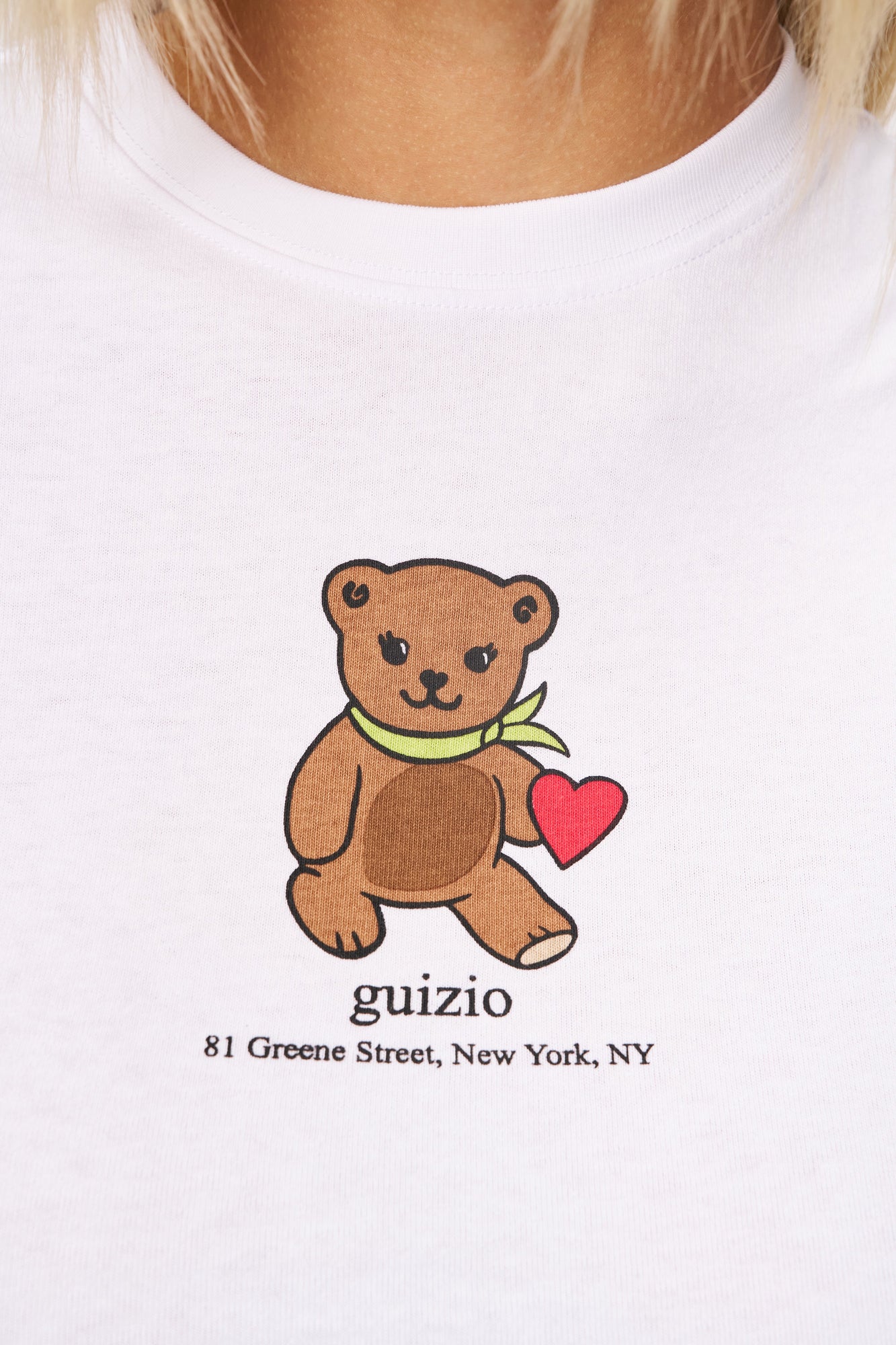 Womens | Guizio Bear Shrunken Tee | White