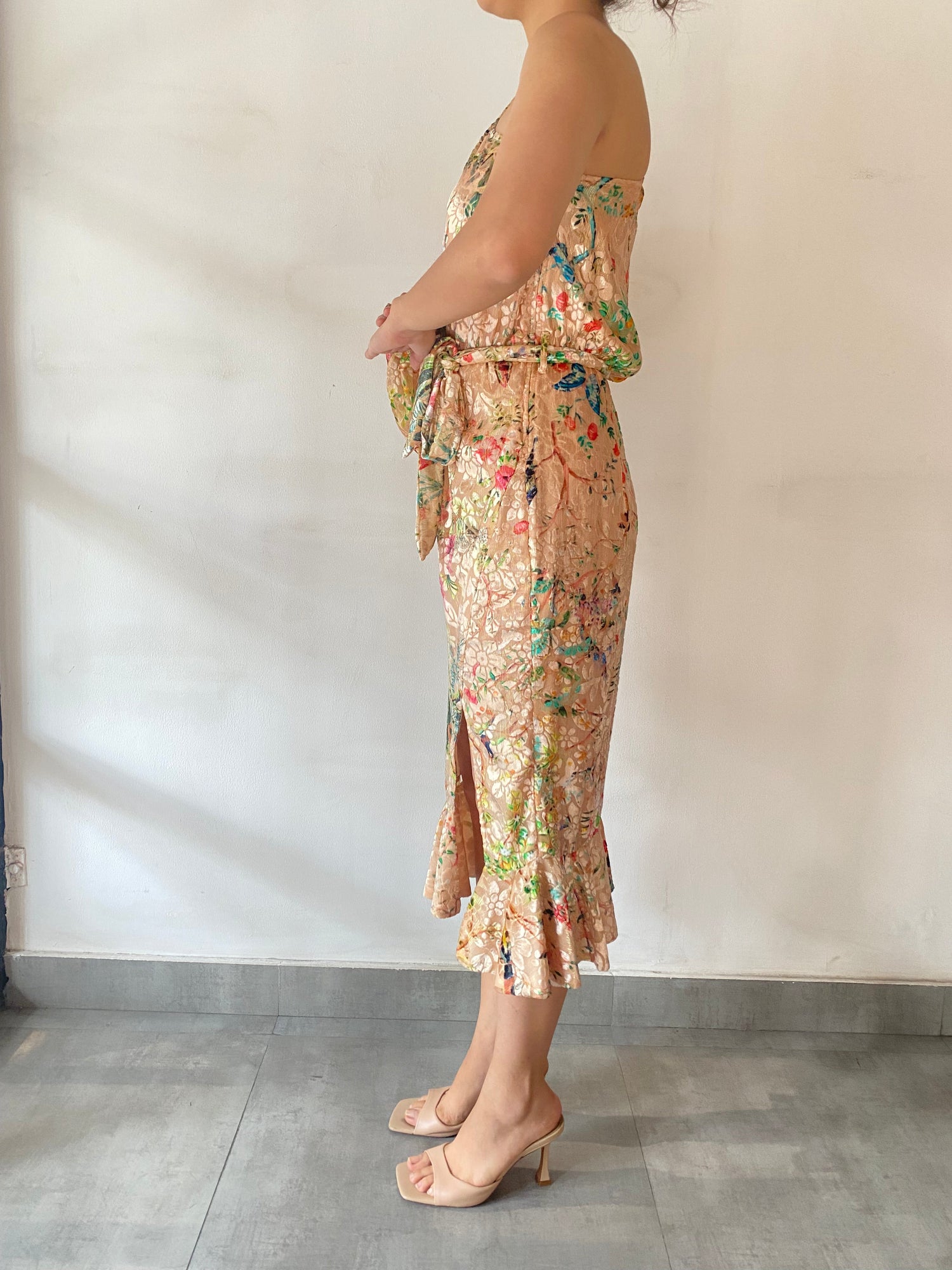 Midi Dress | Peach/Multi