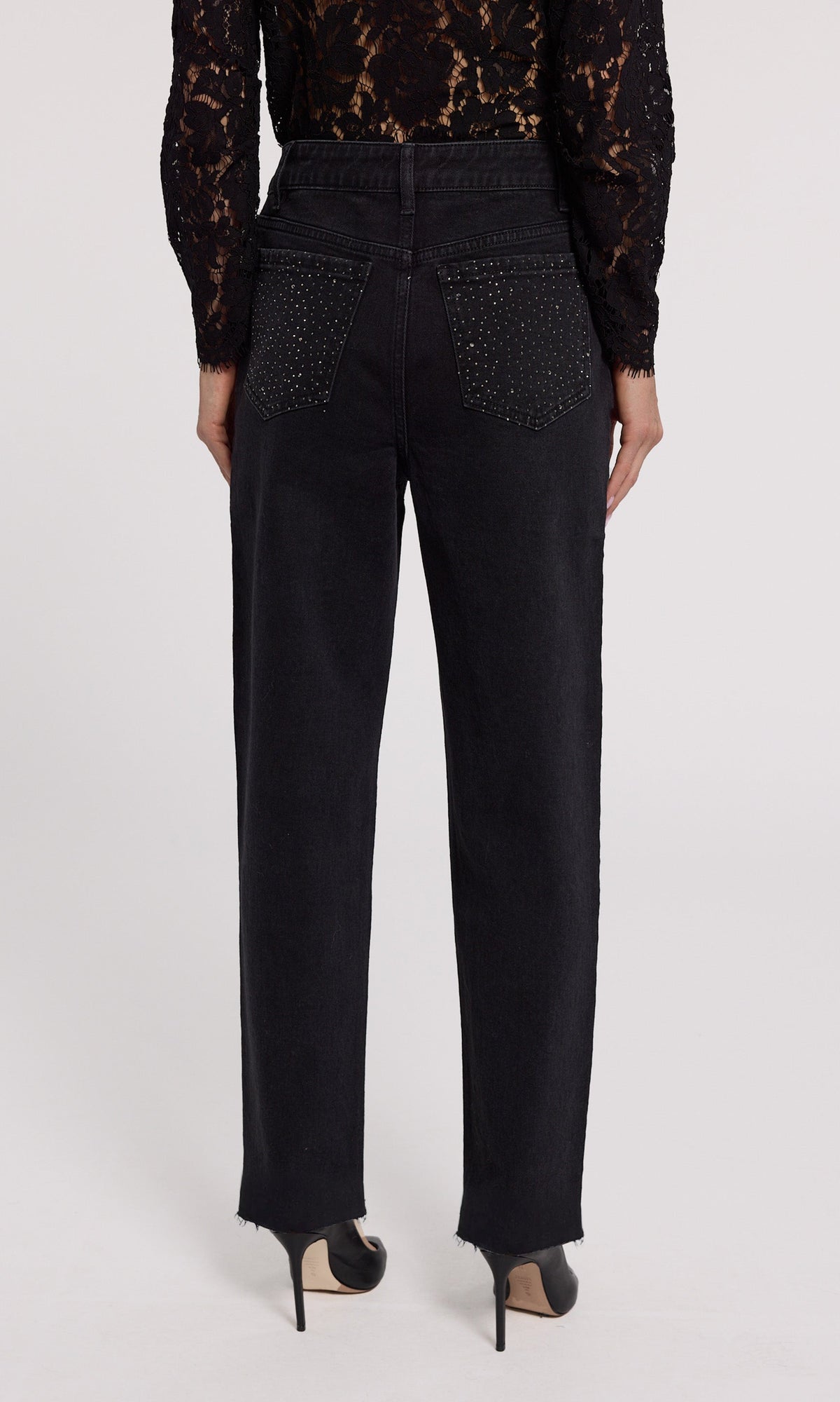 Baylor Compact Crystal Jeans | Washed Black/Hematite