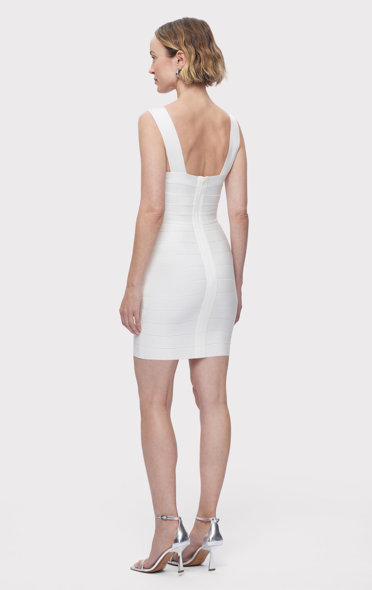 Bandage S/L Mini Dress | Alabaster