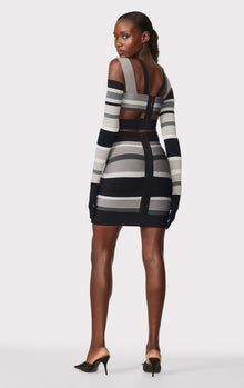 Stripe Bandage Mini Skirt | Ash Multi