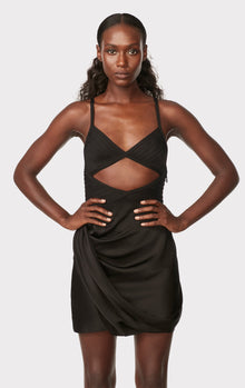 Draped Cutout Mini Dress | Black