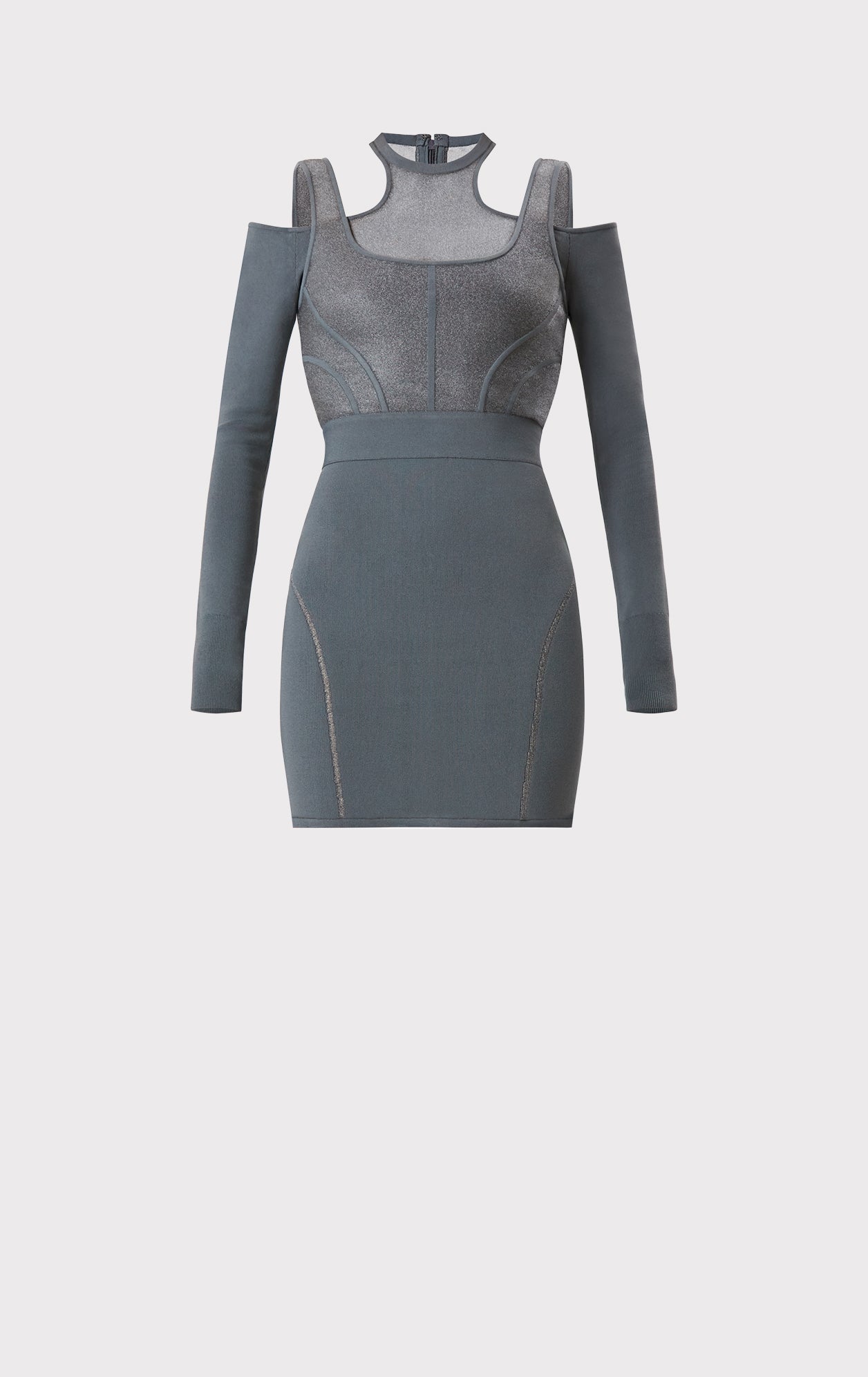 Hervé Léger X Law Roach Layered Sheer Intarsia Mini Dress | Graphite