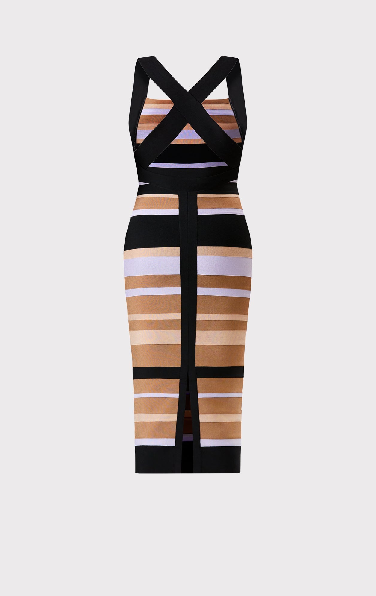 Hervé Léger X Law Roach Striped Bandage Midi Dress | Honey Multi