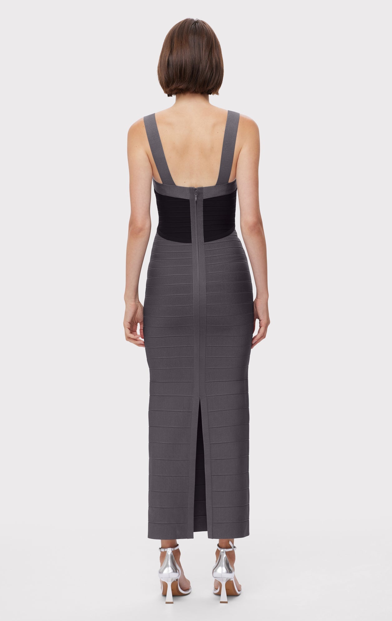 Colorblocked Bandage Gown | Iron Black