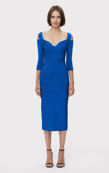 Notched Bateau Midi Dress | Bright Blue