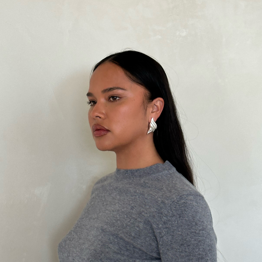 Croissant Statement Earrings | Silver Plated