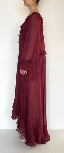 Ruffled Maxi High-Low Dress | Burgundy
