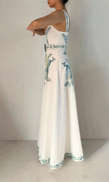 Hemant And Nandita | Amari Cotton Linen Maxi Dress | White Floral