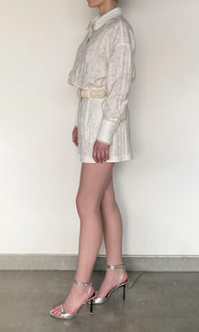 Hemant And Nandita | Anvi Viscose Nylon Jacquard Shorts | White