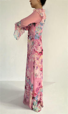 Hemant And Nandita | April Viscose Chiffon Long Dress | Pink