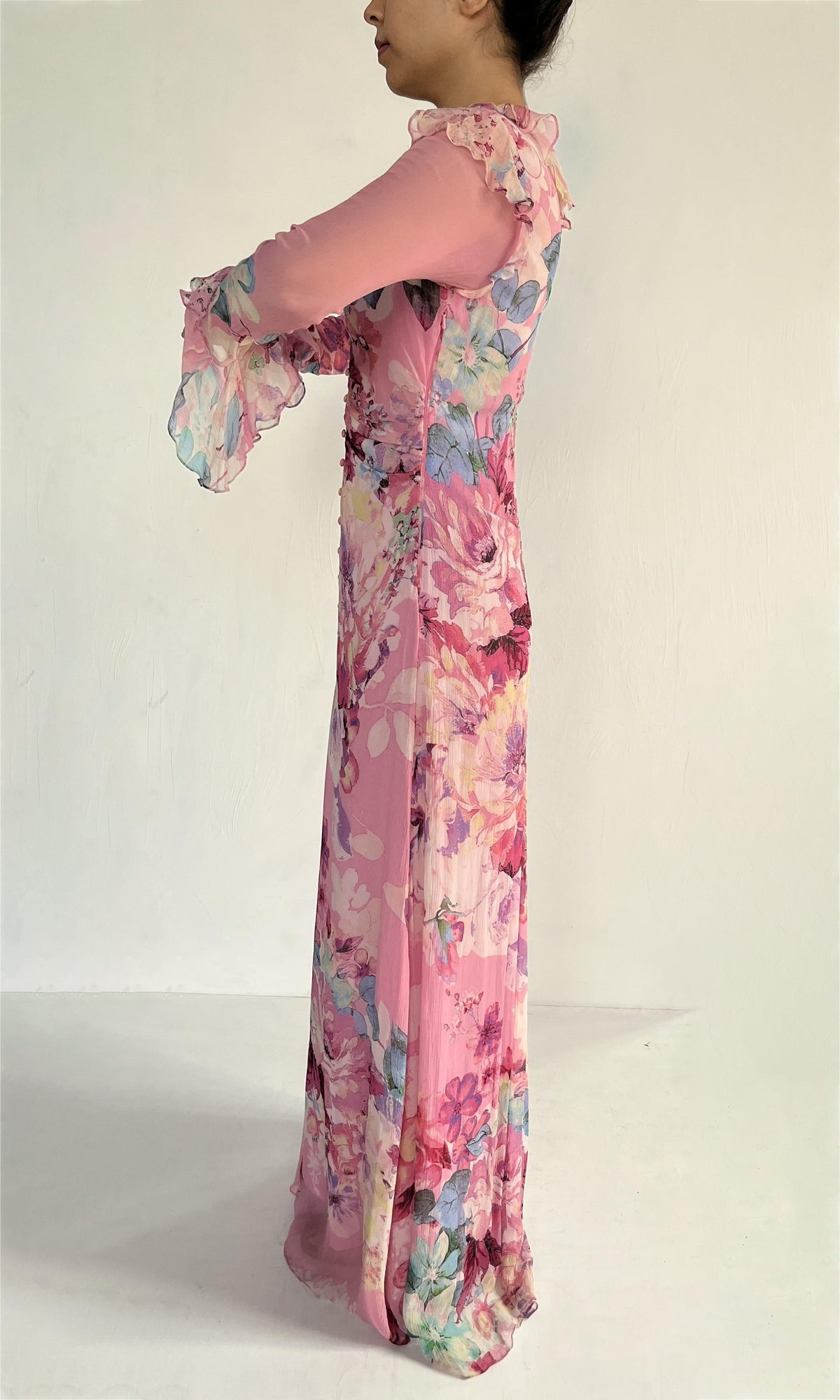 Hemant And Nandita | April Viscose Chiffon Long Dress | Pink