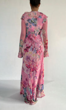 Hemant And Nandita | April Viscose Chiffon Long Dress | Pink