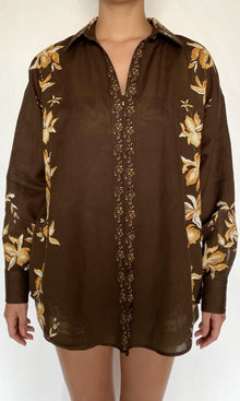 Womens | Bota Cotton Linen Oversized Shirt | Brown