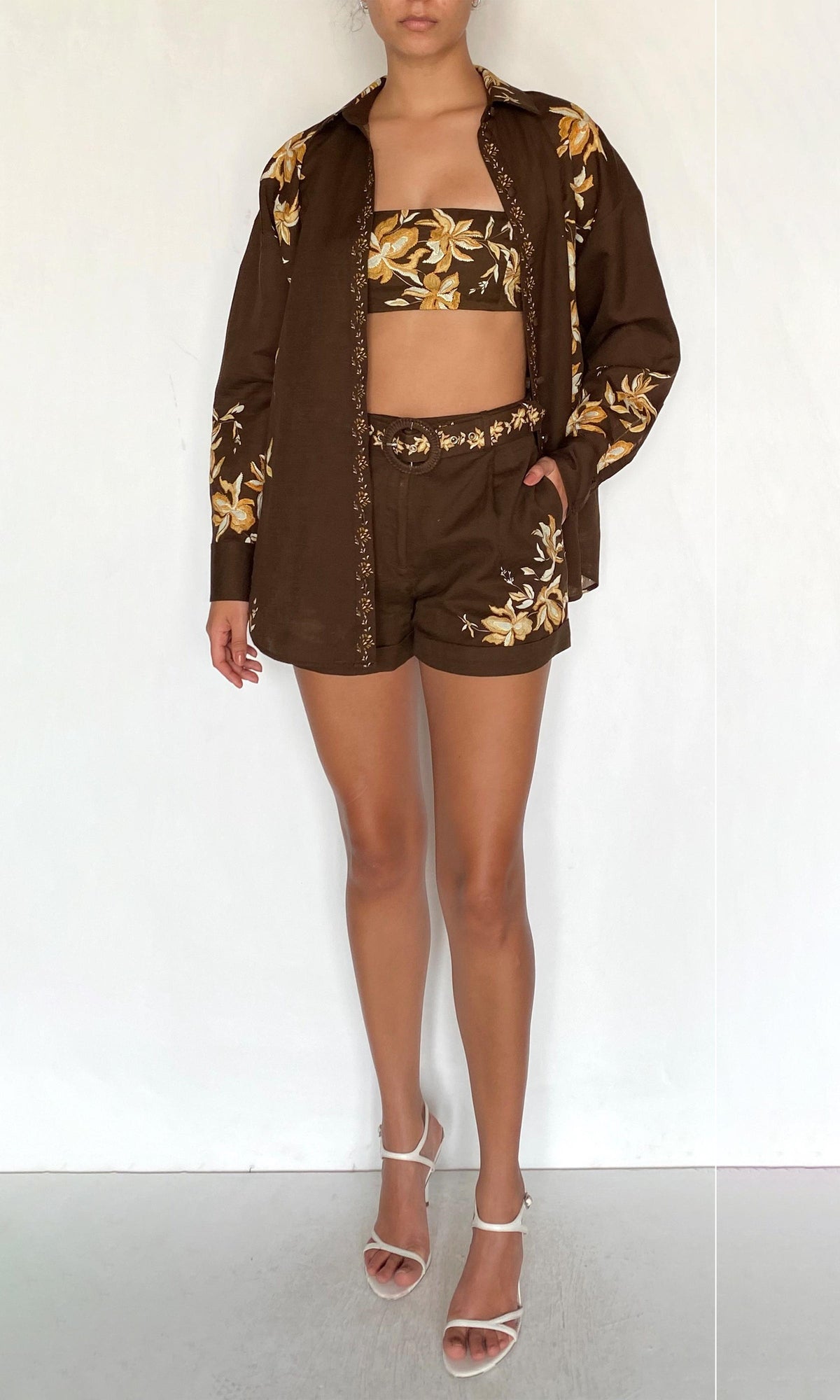 Womens | Bota Cotton Linen Oversized Shirt | Brown