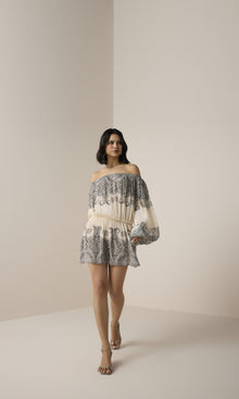 Hemant And Nandita | Chavi Viscose Crepe Slip On Mini Dress | Eggshell