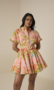 Hemant And Nandita | Dhun Linen Cotton Short Dress With Buckle Belt | Multi