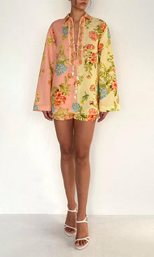 Womens | Dhun Linen Cotton Drop Shoulder Collared Tunic | Multi