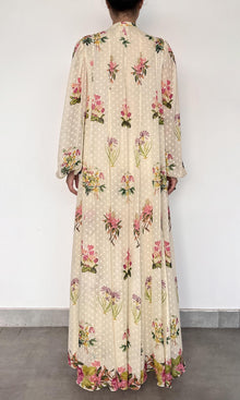Womens | Dina Viscose Georgette Dobby Maxi Dress | Off White Multi