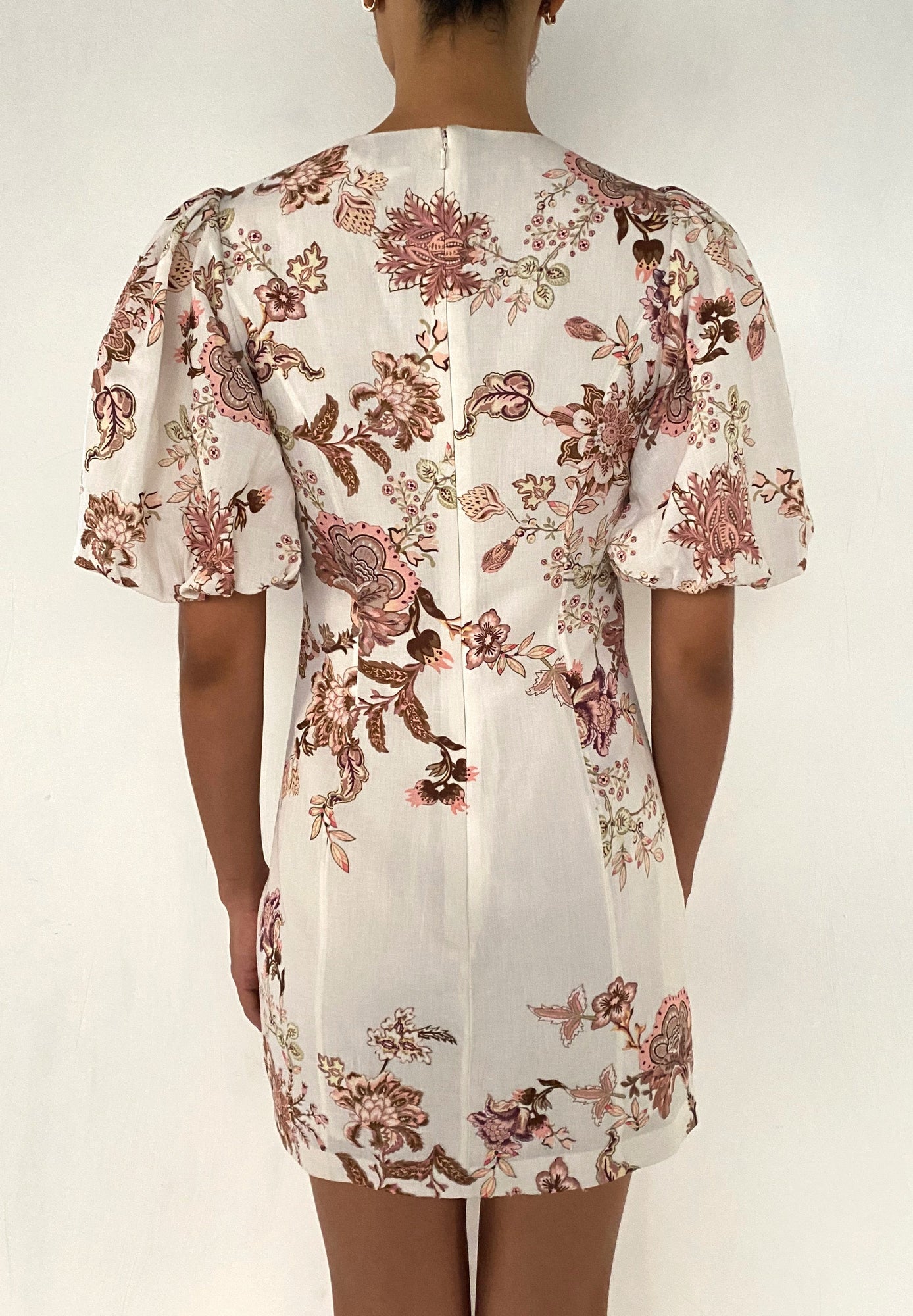 Round-Neck Short Sleeve Mini Dress | White