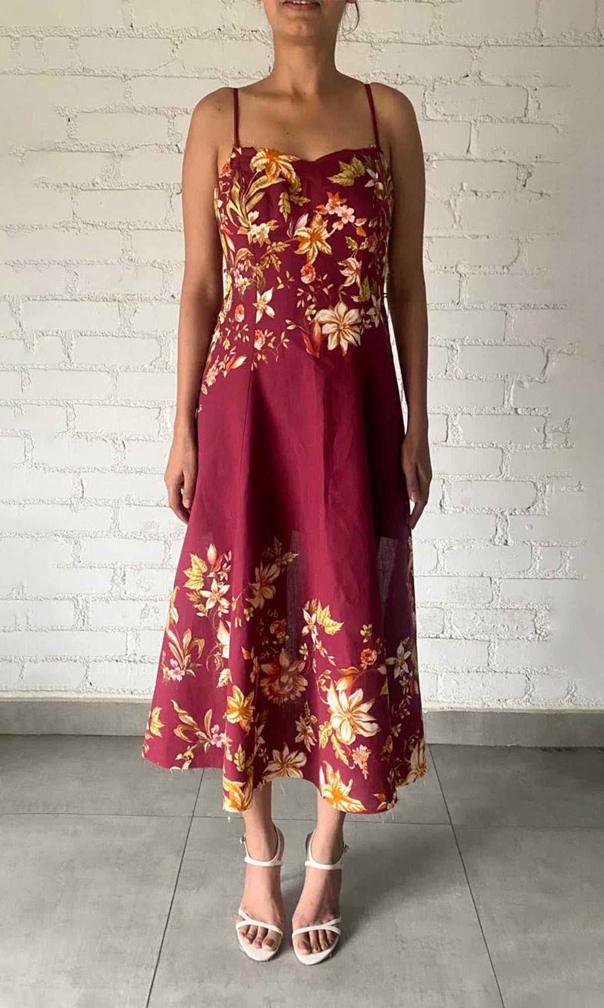 Hemant And Nandita | Elza Linen Cotton Midi Dress With Buckle Belt | Lilac
