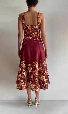 Hemant And Nandita | Elza Linen Cotton Midi Dress With Buckle Belt | Lilac