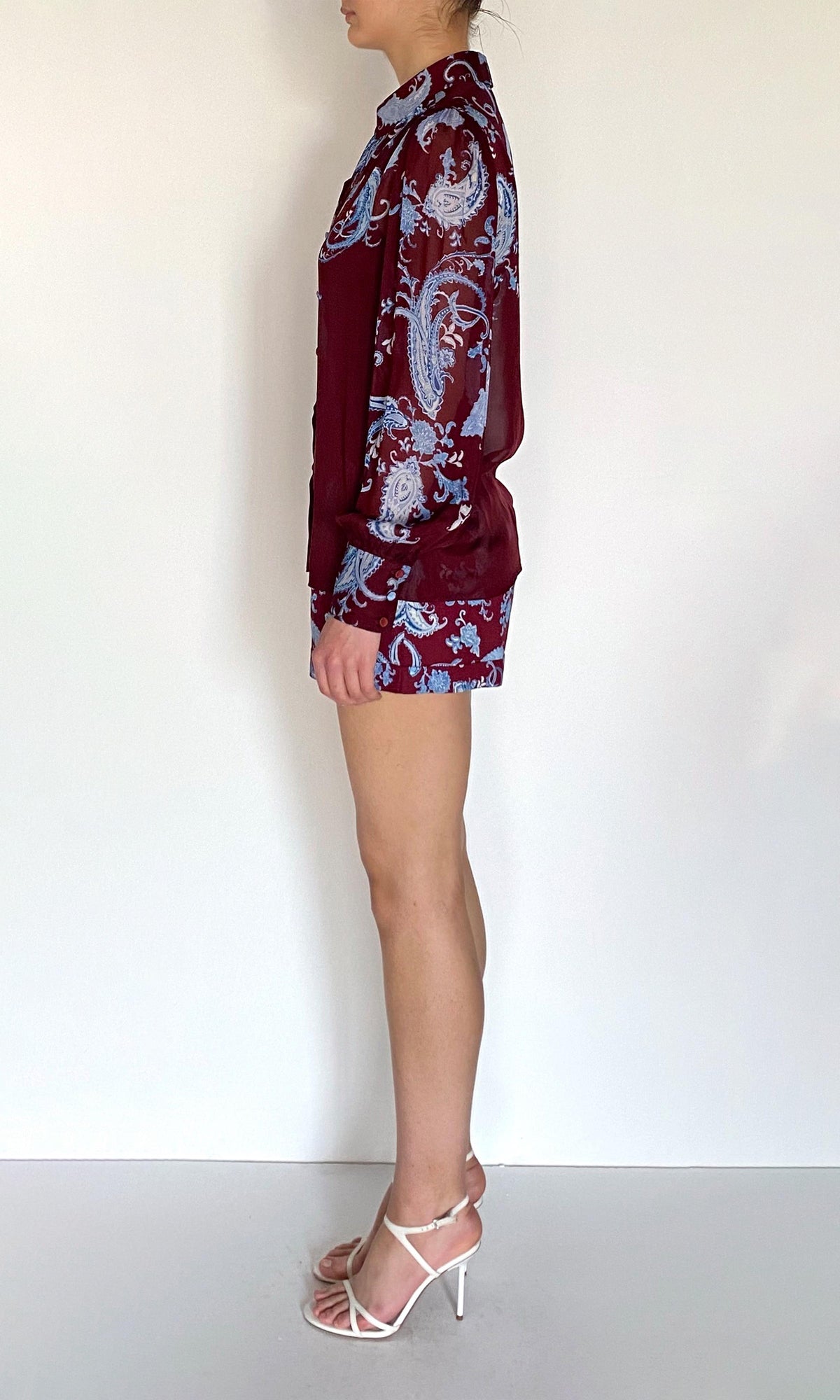 Womens | Hiba Viscose Flat Chiffon Shirt | Merlot
