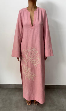 Hemant And Nandita | Inv Linen Cotton Long Kaftan | Pink