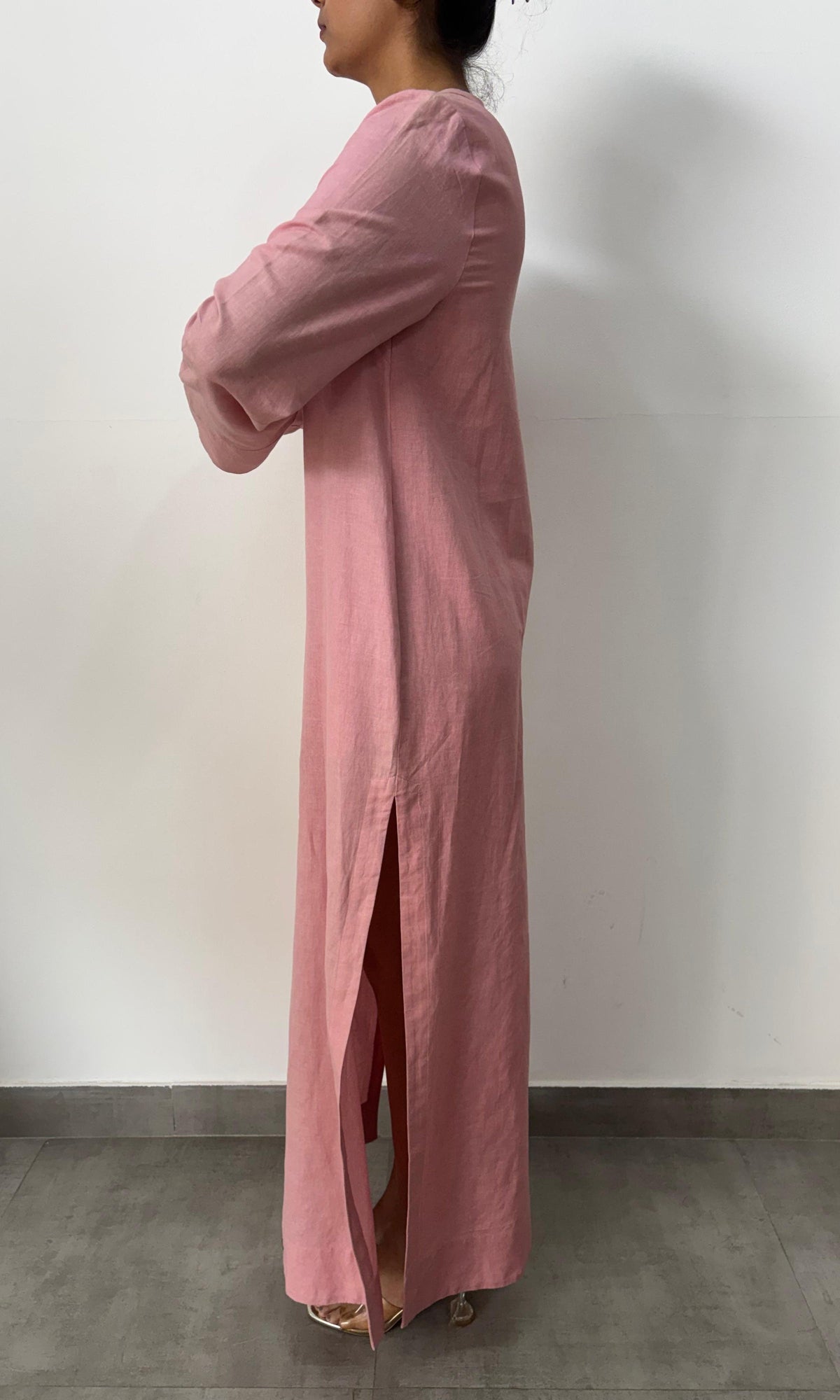 Hemant And Nandita | Inv Linen Cotton Long Kaftan | Pink