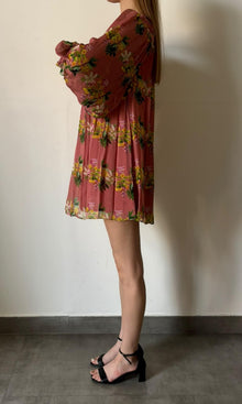 Hemant And Nandita | Inv Flat Chiffon Flowy Silhouette Short Dress | Peach