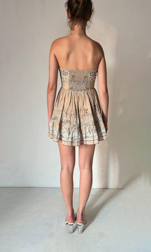 Hemant And Nandita | Inv Linen Cotton Short Dress | Beige