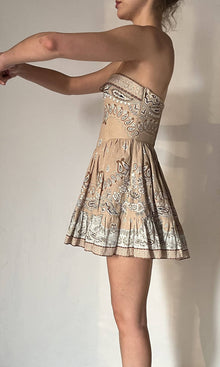 Hemant And Nandita | Inv Linen Cotton Short Dress | Beige