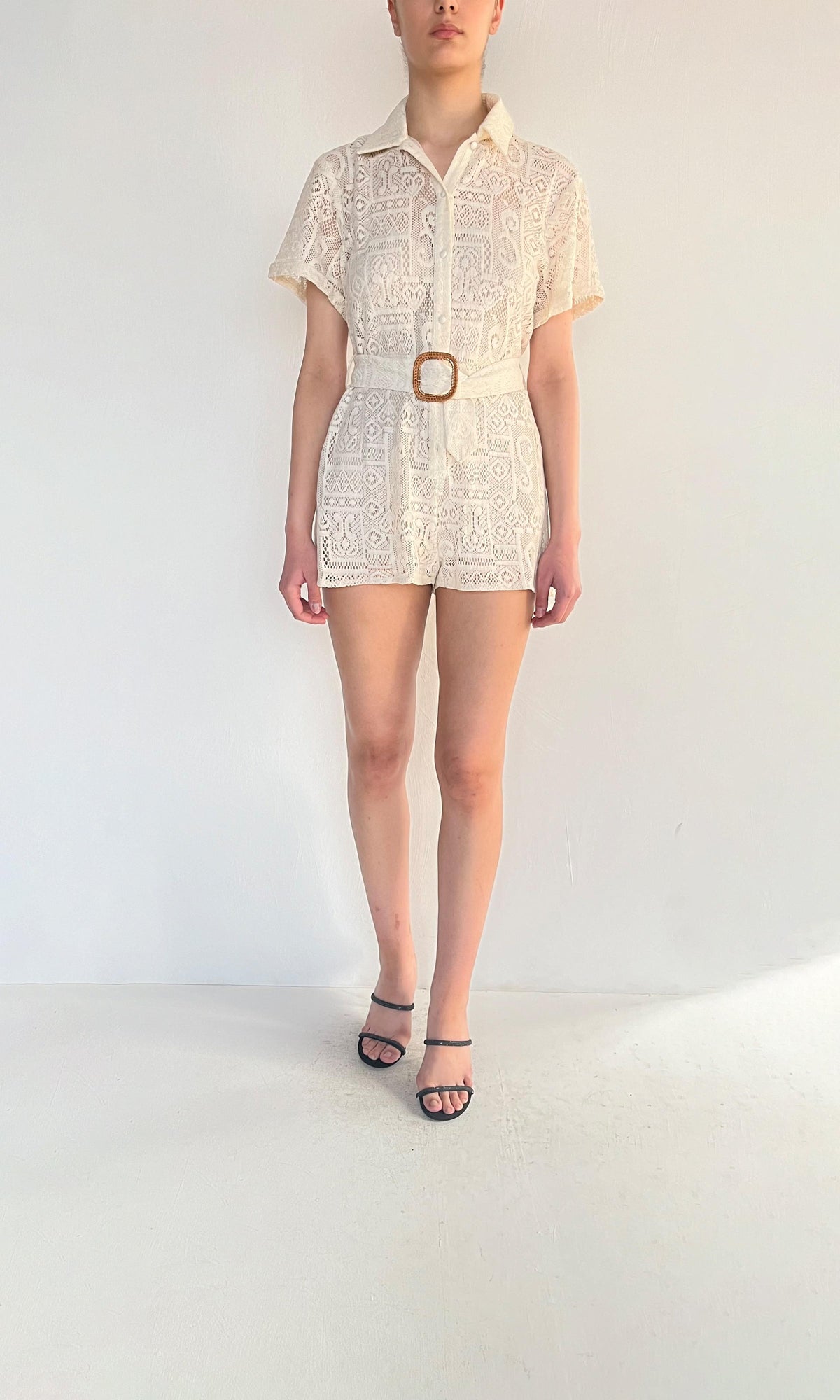 Hemant And Nandita | Inv Cotton Jacquard Nysa Romper | White