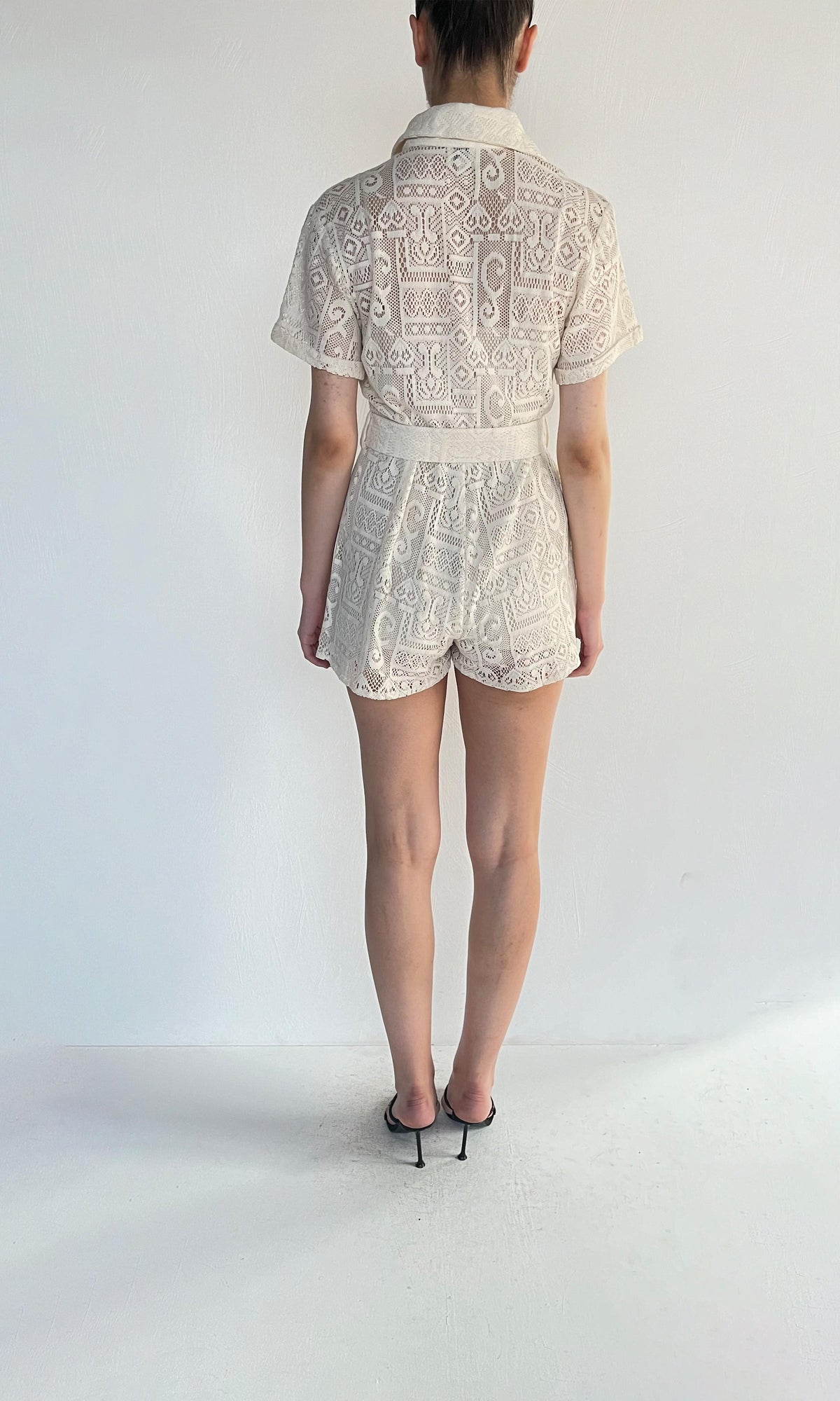 Hemant And Nandita | Inv Cotton Jacquard Nysa Romper | White