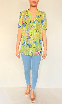 Womens | Inv Chiffon Lurex Rhea Shirt | Green