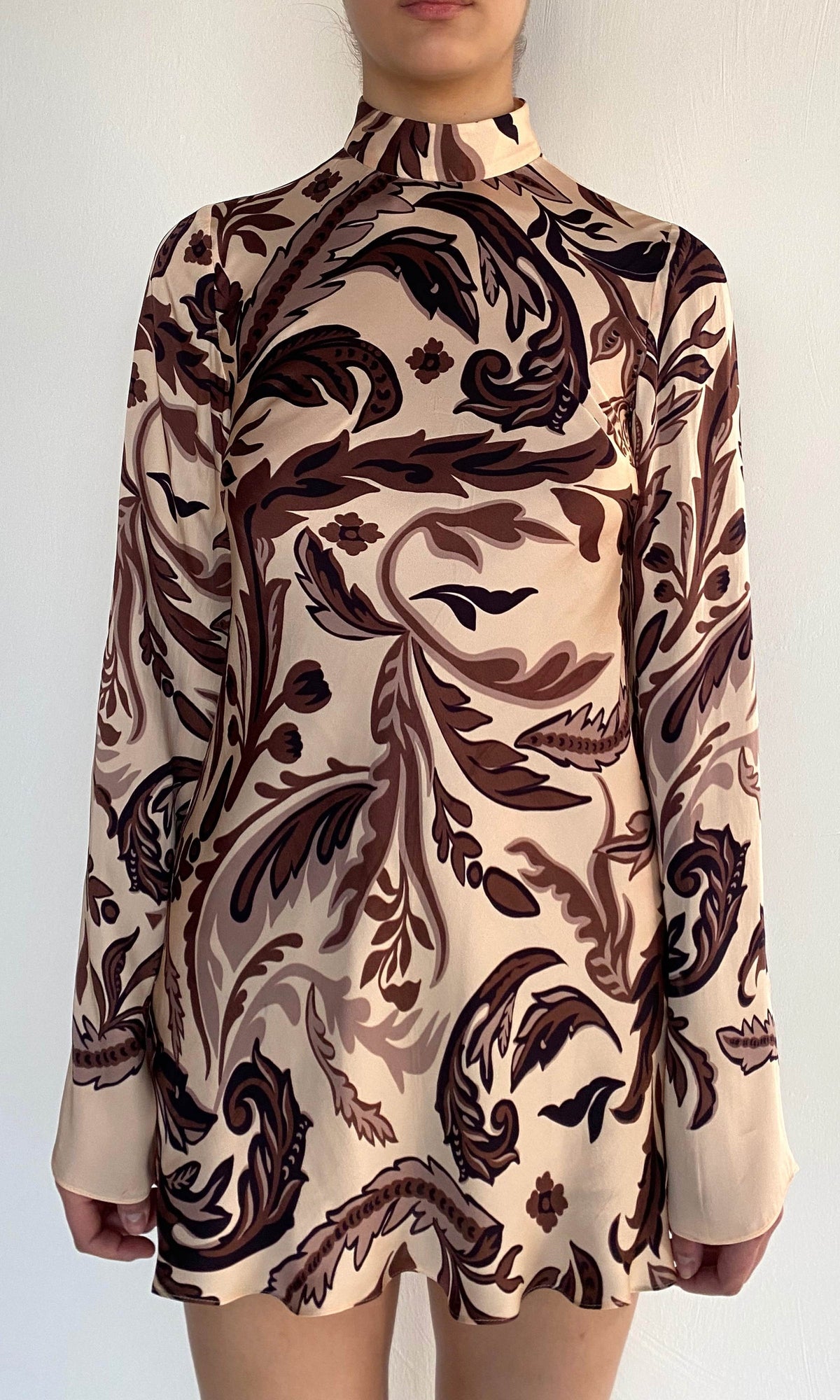 Hemant And Nandita | Lira Viscose Satin Mini Dress | Eggshell