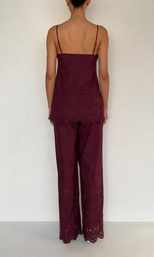 Hemant And Nandita | Mahi Cotton Schiffli Pants | Burgundy