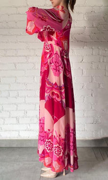 Hemant And Nandita | Malak Bemberg Cupro Crepe Long Dress | Peach Pink