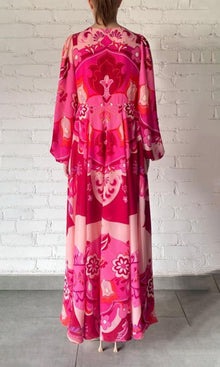 Hemant And Nandita | Malak Bemberg Cupro Crepe Long Dress | Peach Pink