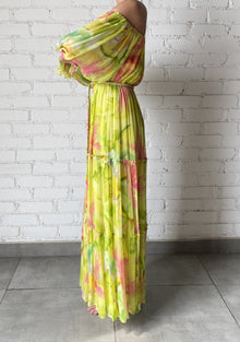 Long Dress With Belt | Yellow Floral