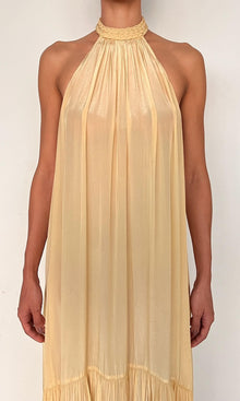 Hemant And Nandita | Nain Viscose Natural Crepe Long Dress | Yellow