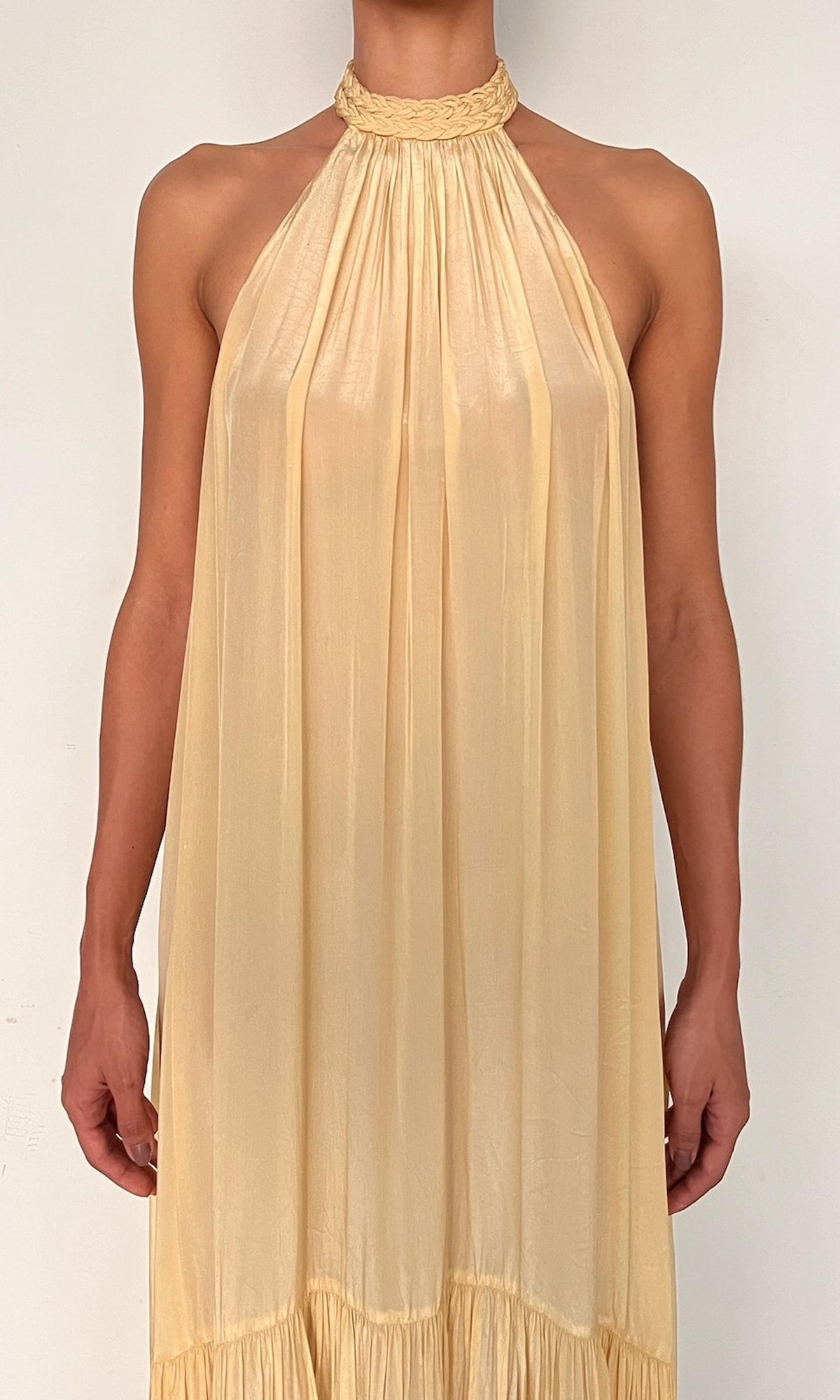 Hemant And Nandita | Nain Viscose Natural Crepe Long Dress | Yellow