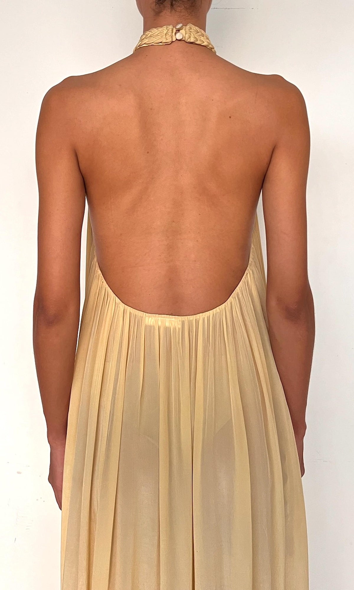 Hemant And Nandita | Nain Viscose Natural Crepe Long Dress | Yellow