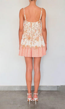 Hemant And Nandita | Niti Cotton Schiffli Short Dress With Quilted Yoke | White Floral