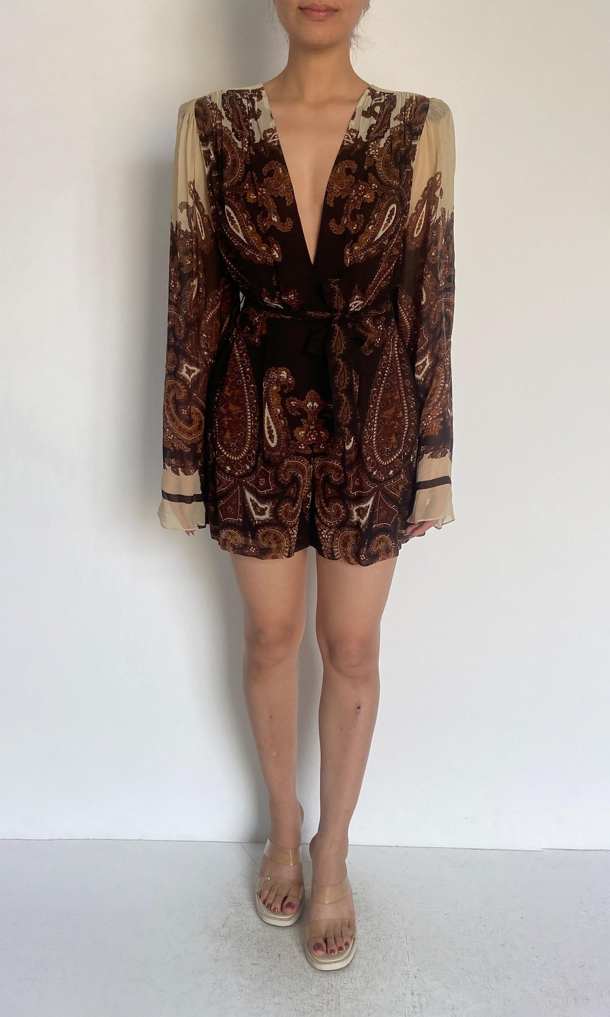 Hemant And Nandita | Omya Viscose Crinkle Chiffon Romper | Multicolor