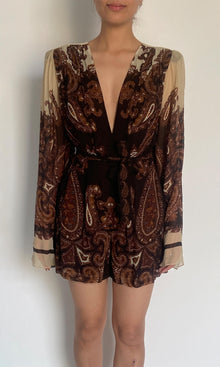 Hemant And Nandita | Omya Viscose Crinkle Chiffon Romper | Multicolor