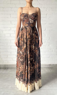 Hemant And Nandita | Omya Viscose Crinkle Chiffon Long Dress | Brown Multi
